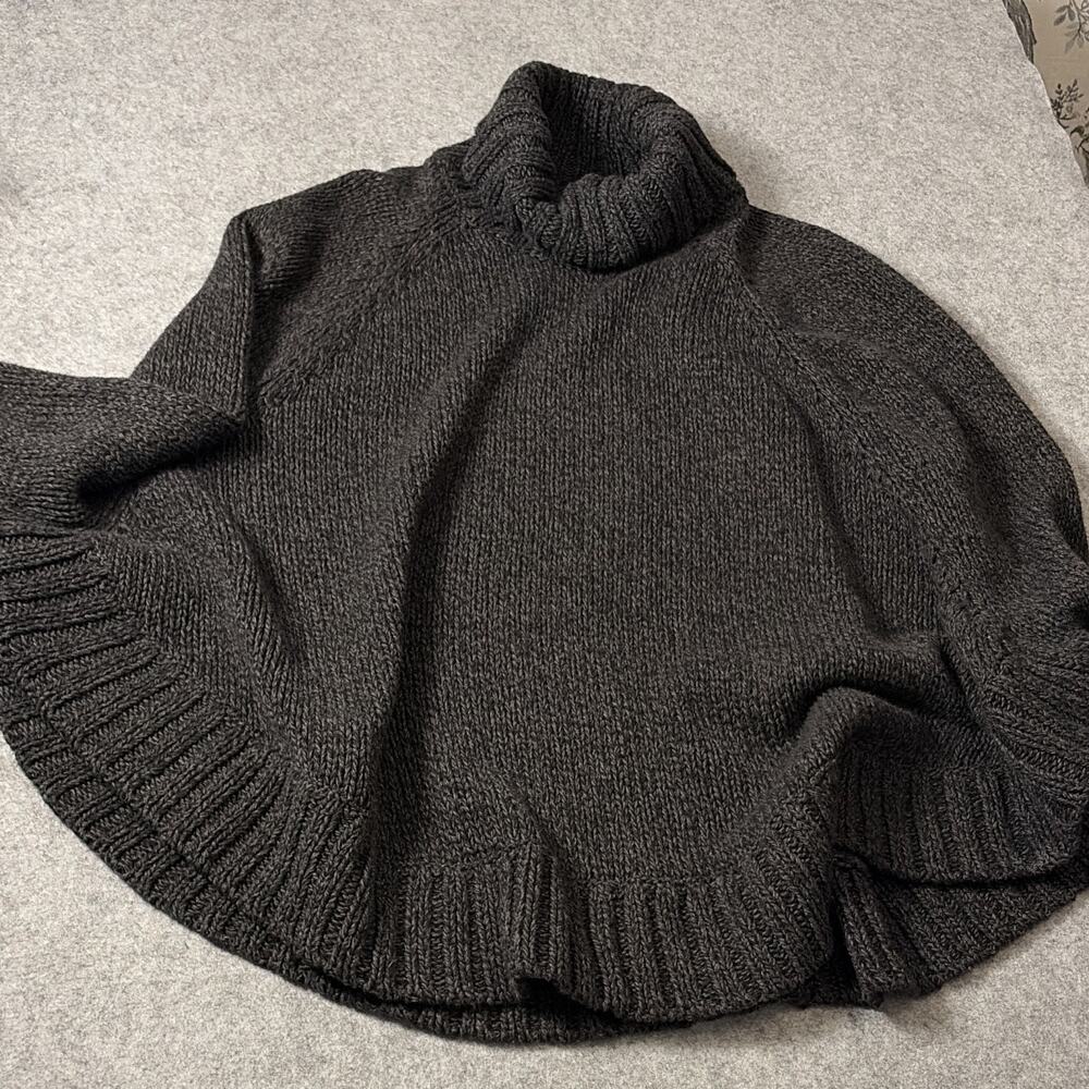Michael Kors Women’s Gray Knit Turtleneck Poncho Sweater Oversized Solid XL